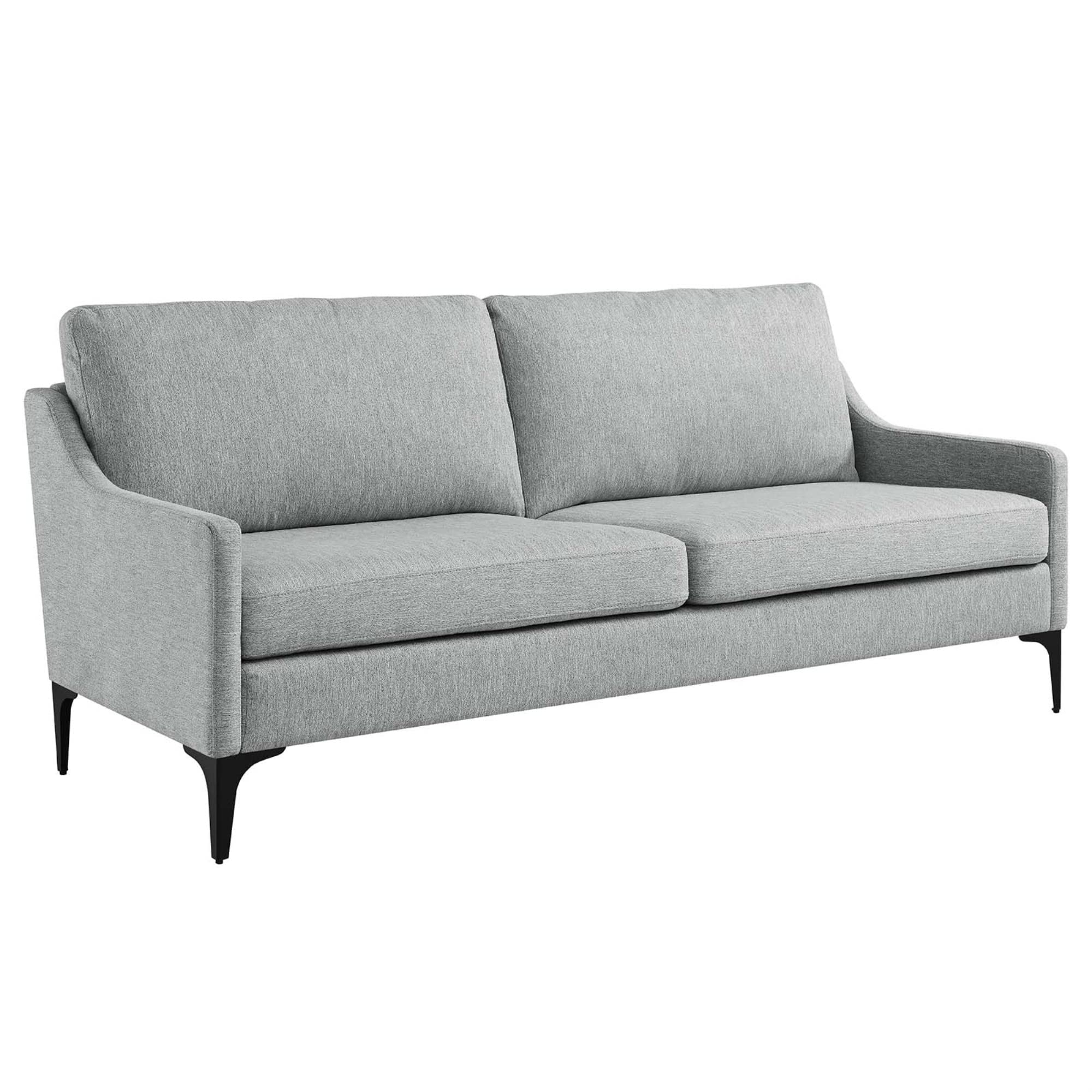 Modway Corland Upholstered Fabric And Metal Sofa In Light Gray